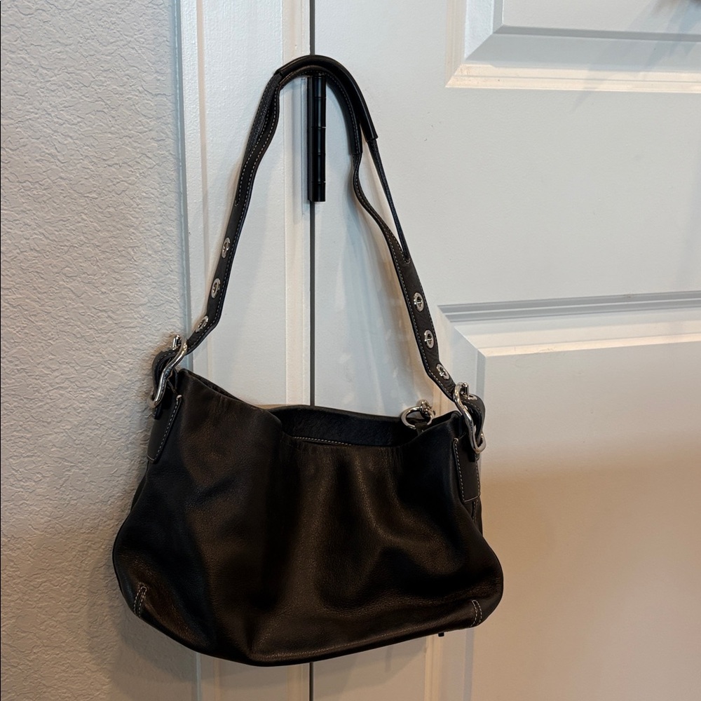 Coach Shimmering Black Leather Bag